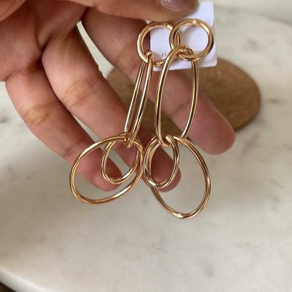 18k Gold Layer Large Paper Clip Earrings - Picture 3 of 5